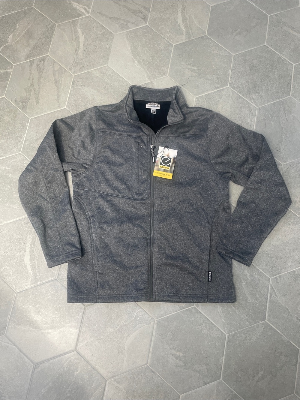 Edwards Performance Tek Full-Zip Jacket | NWT | Medium | Gray & Black Fleece